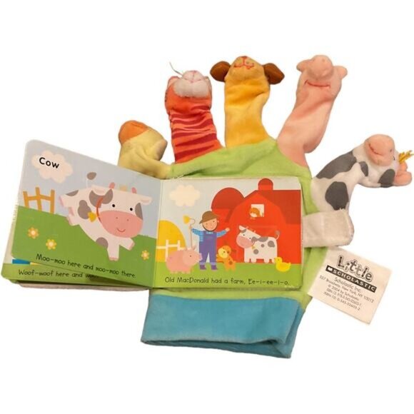 Old MacDonald Had A Farm Interactive Plush Hand Puppet Book By Little Scholastic - Picture 7 of 7